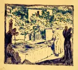 Giovanni Giacometti, Frauen am Brunnen, 1921, Woodcut