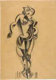 Johannes Itten, Stehende weibliche Figur, 1919, Black chalk