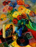 Andreas Jawlensky, Der Geburtstagstisch, 1957, Oil on pavatex