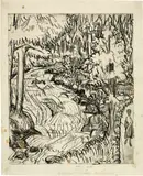 Ernst Ludwig Kirchner, Waldbach - Sertigbach, 1924, Drypoint, heavily reworked in pen and Indian ink
