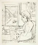 Ernst Ludwig Kirchner, Bäuerin am Tisch, 1924, Drypoint