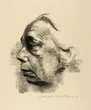 Käthe Kollwitz, Selbstbildnis im Profil, Spring 1927, Chalk lithograph (reprint of a drawing on ribbed handmade paper)