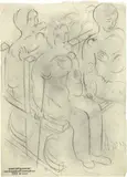 Otto Meyer-Amden, Drei Knaben in zwei Kirchbänken, 1923-1924, Pencil