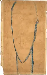 Amedeo Modigliani, Tête de cariatide, 1911, Blue pastel over preliminary drawing in pencil and colour pencil