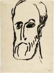 Bärtiger Männerkopf by Emil Nolde, 1912, Brush drawing in Indian ink, sold Jun 2023