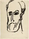 Emil Nolde, Bärtiger Männerkopf, 1912, Brush drawing in Indian ink