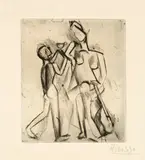 Pablo Picasso, Deux figures nues: Femme à la guitare et garçon à la coupe, Spring 1909, Drypoint and scraper