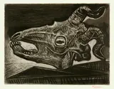 Pablo Picasso, Crâne de chèvre sur la table, Paris, 17-20 January 1953, Aquatint