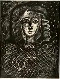 Pablo Picasso, Buste au fond étoilé, 7 March 1949, Lithograph