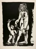 Pablo Picasso, Vénus et l'amour, d'après Cranach. Deuxième variation - Vénus et l'amour sur fond noir, 30 May 1949, Lithograph