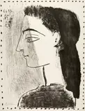 Jacqueline au mouchoir noir by Pablo Picasso, Cannes, 12 January 1958, Lithograph on firm wove paper with watermark "Arches", sold Jun 2023