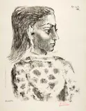 Buste au corsage à carreaux by Pablo Picasso, Cannes, 18 December 1957, Lithograph, sold Jun 2023