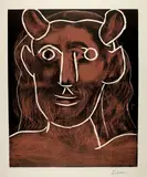 Tête de faune by Pablo Picasso, Mougins, 7 February 1962, Colour linocut, sold Jun 2023