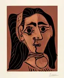 Jacqueline au bandeau. II by Pablo Picasso, Mougins, 13 February 1962, Colour linocut, sold Jun 2023