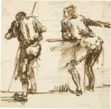 Giovanni Battista Piranesi, Two men seen from behind, one leaning on a parapet, Circa 1773