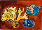 Karl Schmidt-Rottluff, Koralle und Schneckenhäuser, 1961-1963, Brush in Indian ink and watercolour