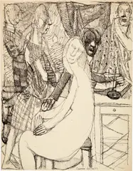 Causerie du soir by Louis Soutter, 1930-1937, Pen and ink, sold Jun 2023