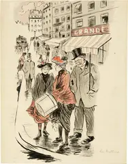 Théophile Steinlen, Les trottins (Die Hutmacherinnen), Circa 1910, Ink brush, charcoal and watercolour