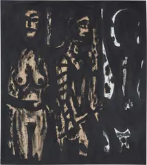 Helmut Middendorf, Im Atelier, 1987, Acrylic and collage on canvas