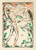 Cuno Amiet, Der entzückte Jüngling. - Der Jungbrunnen (beides Motive aus dem Zyklus in der Loggia des Zürcher Kunsthauses)