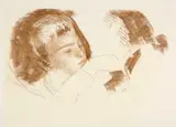 Cuno Amiet, Knabe beim Lesen, 1930, Proof, reworked with chalk