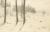 Albert Anker, Waldlichtung / 5 Handstudien (rückseitig), Pencil drawing / Pen and ink drawing