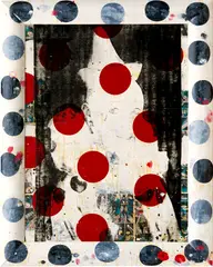 Ford Beckman, Pop Painting - Clown with Hat, Red Balls and Batman, 1992, Mixed media (enamel paint, acrylic, screen printing, comic pages on canvas on wood)