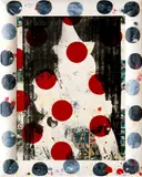 Ford Beckman, Pop Painting - Clown with Hat, Red Balls and Batman, 1992, Mixed media (enamel paint, acrylic, screen printing, comic pages on canvas on wood)