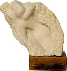 Jacqueline Bez, Le Couple, 1961, Stone sculpture on wooden base