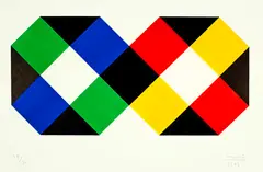 Um zwei Zentren. - Ohne Titel by Max Bill, 1967; 1970, Colour lithograph and colour serigraph, sold Jun 2023