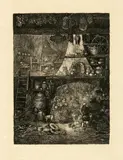 Rodolphe Bresdin, Intérieur de paysans de la Haute-Garonne, After 1876, Etching, transferred to stone