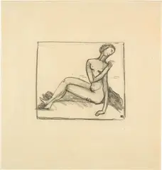 Hans Brühlmann, Sitzende, rückwärtsblickend, 1910-1911, Pencil drawing