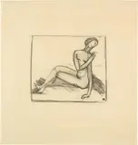 Hans Brühlmann, Sitzende, rückwärtsblickend, 1910-1911, Pencil drawing