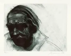 Jean Tinguely by Hansjürg Brunner, 1987, Drypoint and mezzotint, sold Jun 2023