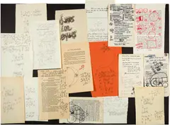 James Lee Byars, Ohne Titel, Around 1981, Collage of various inscribed and signed papers