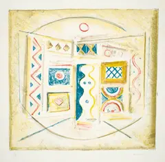 La camera gialla by Massimo Campigli, 1965, Colour lithograph, sold Jun 2023