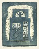Massimo Campigli, Case, 1965, Colour lithograph