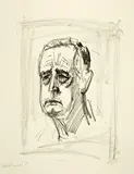 Otto Dix, Bildnis Carl Jacob Burckhardt II (ohne Hemdkragen) (2 Ex.). - Selbstporträt (nach links, mit schwarzem Kragen), 1961; 1968, 3 lithographs