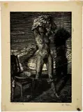 Ignaz Epper, Sich entkleidendes Mädchen I, 1924, Woodcut