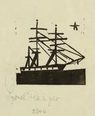 Dreimaster - Three-masted ship by Lyonel Feininger, 1929, Woodcut, sold Jun 2023