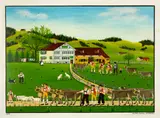Alfred Fischli, Alpaufzug, 1975, Oil on cardboard