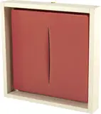 Concetto spaziale by Lucio Fontana, 1968, Plastic object in wooden frame, sold Jun 2023