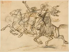 Eugène Fromentin, Entwurf für das Gemälde "Une fantasia", 1869, Drawing in pencil, pen and ink