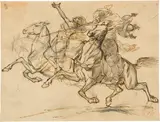 Eugène Fromentin, Entwurf für das Gemälde "Une fantasia", 1869, Drawing in pencil, pen and ink