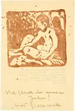 Giovanni Giacometti, Sitzender Knabenakt nach links - Diego, 1910, Woodcut