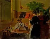 Adolphe Grison, Le verre d'absinthe, Oil on cardboard