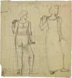 Ferdinand Hodler, Figurenstudien zu "Der bewunderte Jüngling", Circa 1903, Drawing in pencil, squared