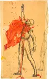 Ferdinand Hodler, Der Schwur. Figurenstudie zu "Einmütigkeit", 1911-1912, Drawing in pencil and gouache