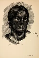 Hermann Huber, Frauenbildnis. - Stehender Frauenakt, 1915, Pen and ink drawing