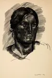 Hermann Huber, Frauenbildnis. - Stehender Frauenakt, 1915, Pen and ink drawing